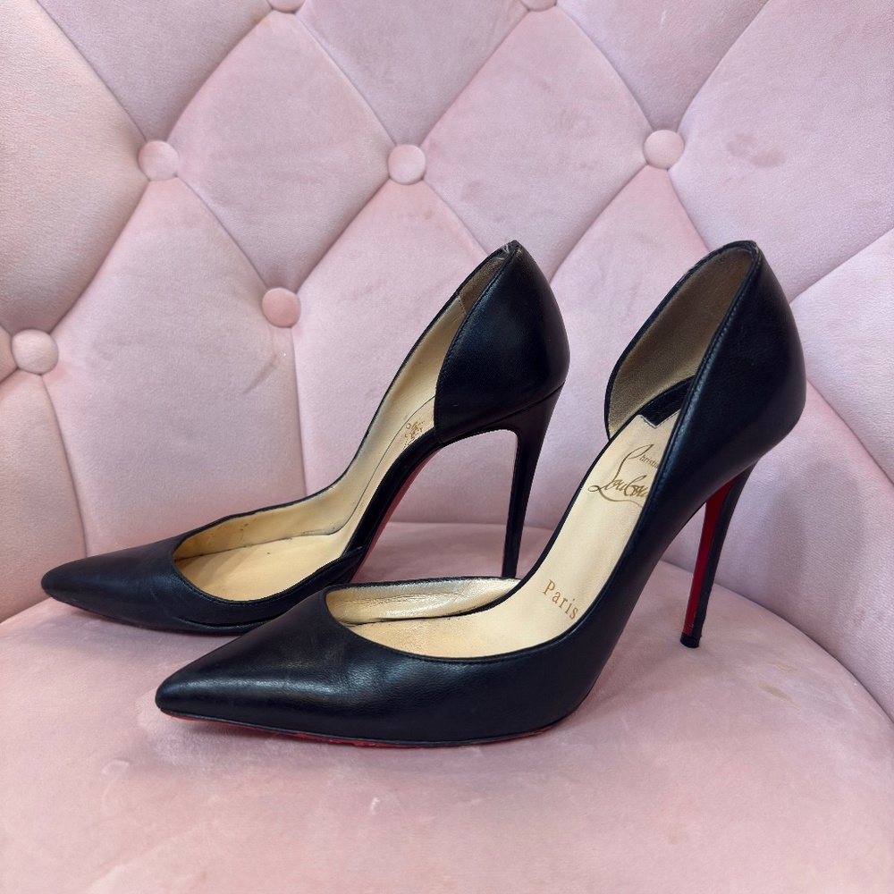 Christian Louboutin Red Bottoms Black Leather Iriza size 36 - Picture 3 of 5